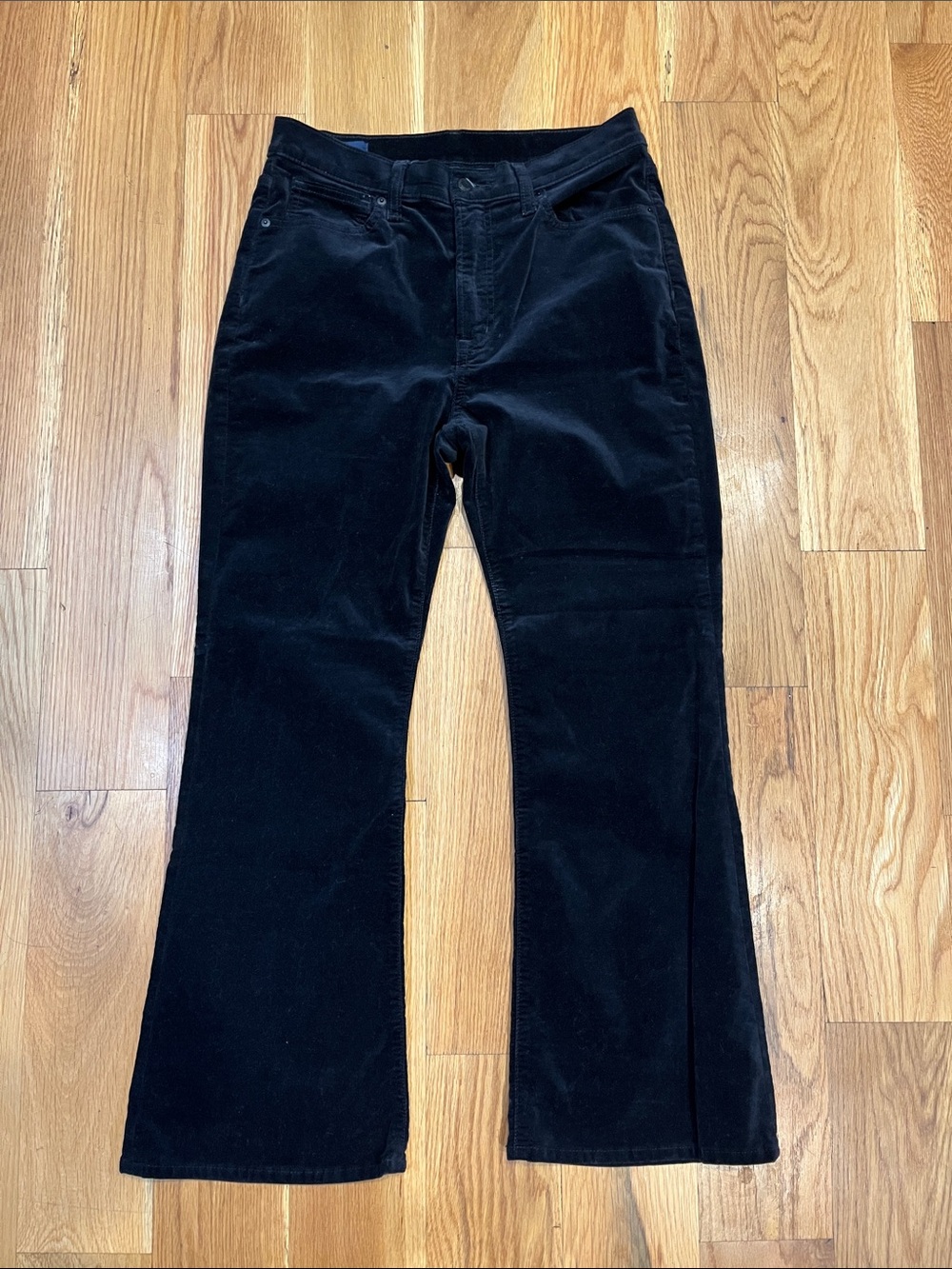 GAP Black Velvet 70s Flare Jeans, Size 12 Short